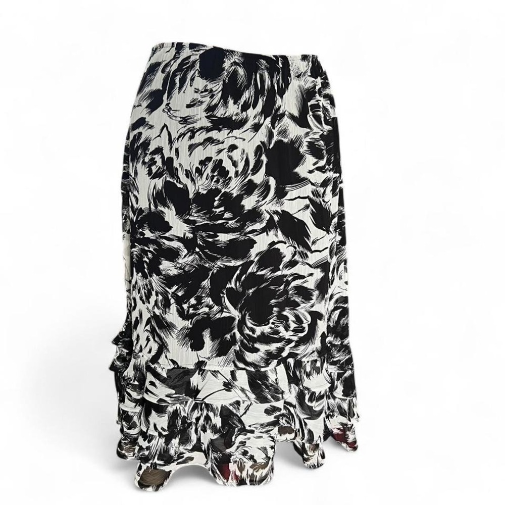 Studio 1940 black floral midi skirt with ruffle tiered hem size 18/20 whimsygoth